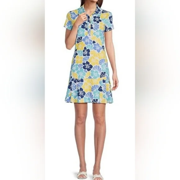 NWT J. McLaughlin Dorte Dress: Multi Hibiscus Print: Size- Large: UPF 50+ - Picture 1 of 12